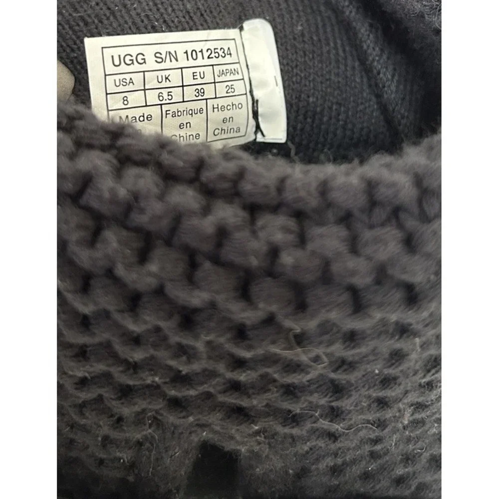 UGG womens black Shaina knit mid-calf boots Fold Over Sweater boot 8